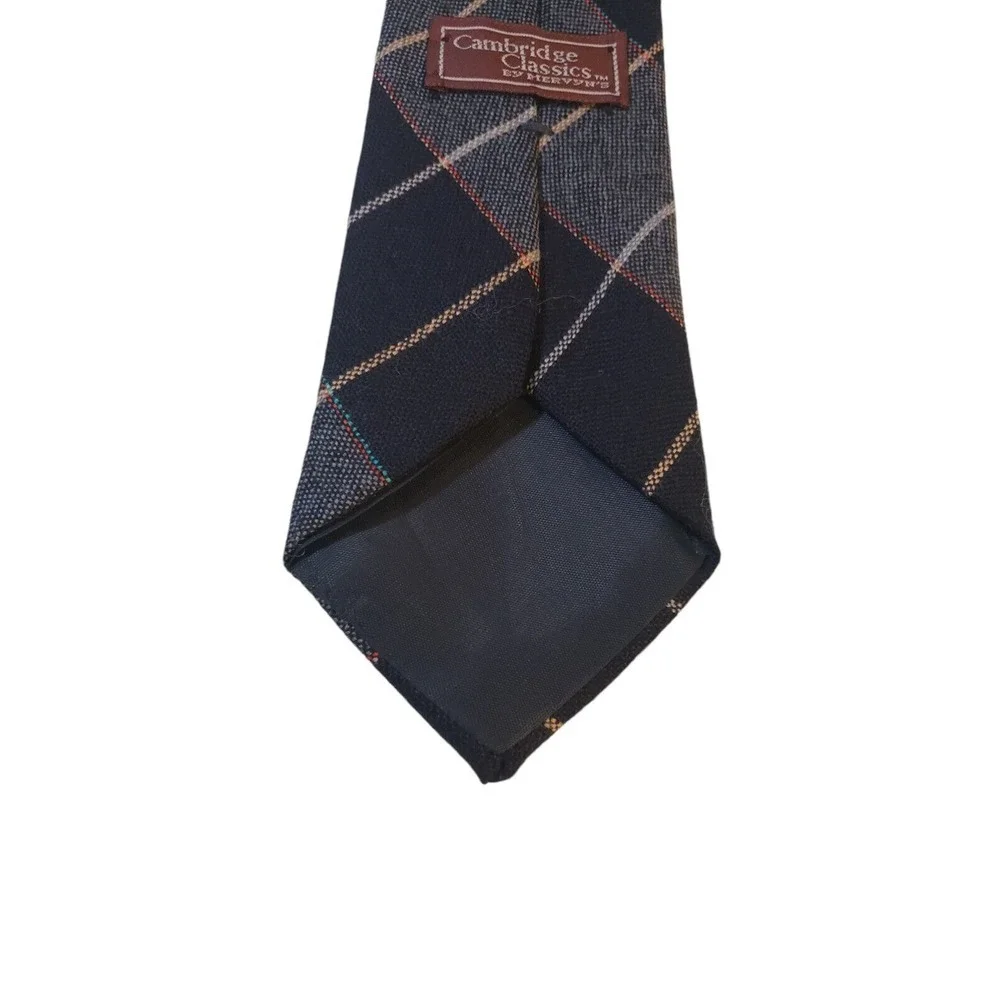 Cambridge Classics‎ Plaid Neck Tie Mens Navy 100% Lambs wool Woven in Scotland